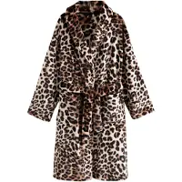 Next Badjas lang lichtbeige / bruin / zwart