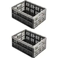 Keeeper 2x Opvouwbare boodschappenkrat auto 32L Grijs