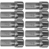 YATO Sleufbits 8x30mm Zeskant 1/4" Spline M12 - Set van 10