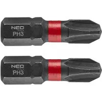 Neo Tools 2x Slagbits PH3 x 25mm HEX 1/4" Staal S2