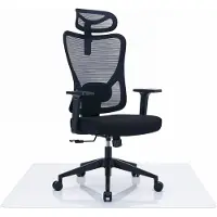 Goliving Ergonomische Bureaustoel + Vloerbeschermer 120 x 150 cm - Office  Chair - Met Hoofdsteun - Kantoorstoel + Bureaustoelmat - Verstelbaar - Gaming - Voor Volwassenen - EN-1335 - Zwart
