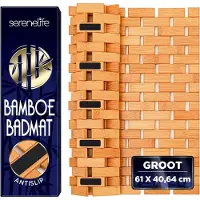 SereneLife Bamboe Bad- en Douchemat – Antislip Vloermat met Extra Grip – Lattenontwerp – Natuurlijke Afwerking – Voor Badkamer, Spa en Sauna – Opvouwbaar en Gemakkelijk te Reinigen