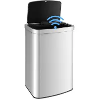 Costway Vuilnisemmer met sensor, automatisch met deksel, afvalemmer van roestvrij staal en kunststof, vuilnisemmer voor badkamer, slaapkamer, badkamer, kantoor, 50 liter