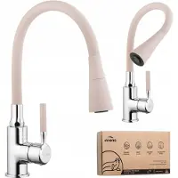 Invena Keukenkraan met flexibele uitloop - Beige/Chroom