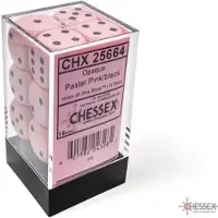 Chessex 12 x D6 Set Opaque Pastel 16mm - Pink/Black
