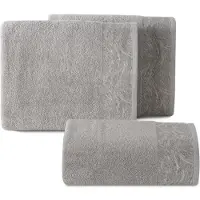 Eurofirany Luxe Zilveren Badhanddoek 50x90cm met Jacquard Borduursel