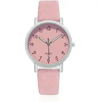 LGT JWLS LGT Quartz horloge zilverkleurig met roze leren band en roze wijzerplaat