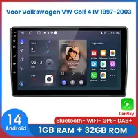 AWESAFE Autoradio - Draadloos Apple CarPlay Android Auto - Geschikt Voor Volkswagen VW Golf 4 IV 1997 t/m 2003 - 1GB+32GB - Autoradio met navigatie GPS - Radio Scherm