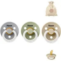 BIBS fopspenen anatomisch met naam - maat 2 - Glow in the dark sage, vanilla en cloud + BolleToet speenzakje