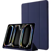 Mobigear Tablethoes geschikt voor Apple iPad Pro 13 Inch (2025) Hoes TPU,Kunstleer | Tri-Fold Gel Bookcase + Stylus Houder - Donkerblauw