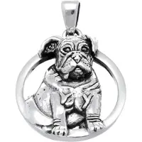 MOOYE ® - Collectie Zilveren Bulldog in cirkel kettinghanger