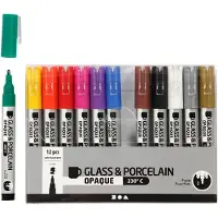 Creativ Company Glas porseleinstiften crea comp 1-2mm 12 kleuren | 6 stuks