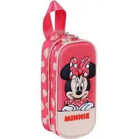 KARACTERMANIA - Disney - Minnie Mouse - 3D Bobblehead Pennetas dubbele Rits - Potloden etui - Pennenetui - Tekenetui - roze