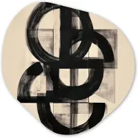 MuchoWow Organische wanddecoratie 60x60 cm - Organisch schilderij Cirkels - Lijnen - Vormen - Zwart - Muurdecoratie woonkamer - Kamer decoratie - Schilderijen - Muurcirkel aesthetic