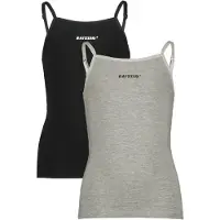 Raizzed singlet Nora - zwart/grijs melange (set van 2) Hemd Meisjes Stretchkatoen Vierkante hals - maat 146/152