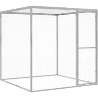 vidaXL Kippenhok met ren 117x1221x123 cm staal antracietkleurig