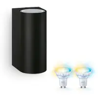 Wiz Nightingale Wandlamp voor Buiten Up & Down (Zwart) - Buitenlamp - GU10 - Warm tot Koelwit Licht - Te bedienen via WiFi