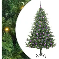 vidaXL Kunstmatige Voorverlichte Kerstboom met Ballenset Groen 180 cm