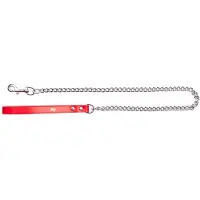 Dingo Leren Ketting met Ketting - Rood, 0,3x75 cm