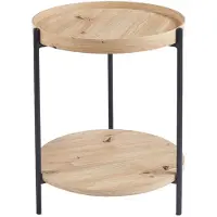Molecule Dalina ronde salontafel oude eik 45 cm met 2 niveaus