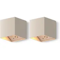 Calex Falerna Wandlamp - 2 Stuks - Oplaadbaar - Up en Down Tuinverlichting - Indirect Licht - Dimbaar - Zand