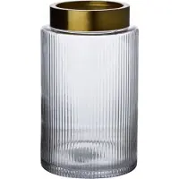 Mondex Glazen Vaas Serenite 14x25 cm Gouden Afwerking