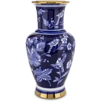 Artpol Keramische vaas - Hoge bloemenvazen ​​met gouden accent - Blauw