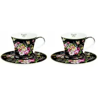 Easy life Espressokopjes met schotels 80ml - Bloemendessin 'Blooming Opulence'