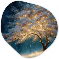 MuchoWow Organische wanddecoratie 40x40 cm - Organisch schilderij Levensboom - Nacht - Donker - Blauw - Muurdecoratie woonkamer - Kamer decoratie - Schilderijen - Muurcirkel aesthetic