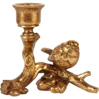 Baroque - Kandelaar - Kandelaar Vogel 12 cm - Goud - Resin - 14x12x8 - Polyresin