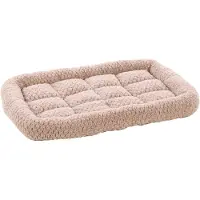 Flamingo Hondenkussen – Benchkussen – Extra zacht hondenkussen 55 x 38 cm – Geschikt voor hondenbench en kattenkussen – Jacquard Rechthoekig Taupe