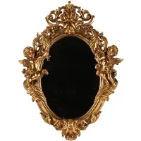 Baroque - Spiegel - Wandspiegel Engel 37 cm - Goud - Resin - 37x49x6.5 - Polyresin