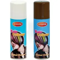 Goodmark Carnaval verkleed haarverf - haarspray - kleuren wit en bruin - 125 ml per flacon - verven