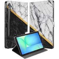 B2Ctelecom Samsung Galaxy Tab S10 FE | Tab S9 FE Tablet Hoesje Marble White Black met Standaard