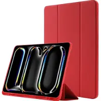 Mobigear Tablethoes geschikt voor Apple iPad Pro 13 Inch (2025) Hoes TPU,Kunstleer | Tri-Fold Gel Bookcase + Stylus Houder - Rood