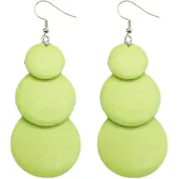 Charme Bijoux Zilveren -Pixi oorbellen -limoengroen -hout-