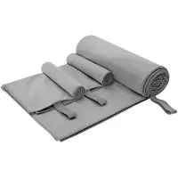 vidaXL Sporthanddoek Set 3 st Donkergrijs 210 x 100 cm