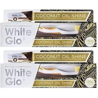 White Glo Kokosnoot Tandpasta 150g (Pak van 2) met Sanitral 50 Stuks Tandzijdestokje