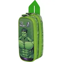 KARACTERMANIA - Marvel Hulk Rage - 3D Pennenzak - Potloden Etui met Dubbele Rits - Pennenetui - groen