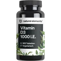 Natural Elements Vitamine D3 1000 IE tabletten - 365 tabletten, voor 12 maanden