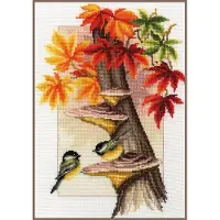 Vervaco - Telpakket kit - Meesjes tussen herfstbladeren - PN-0157566 - Borduren - Borduurpakket - Borduurpakket volwassenen