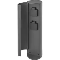 CMD Wandcontactdooszuil 9016 voor buitengebruik, zwart, Aluminium
