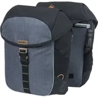 Basil Miles dubbele fietstas MIK, 34L, black slate - polyester - waterdicht - reflectiedetails -