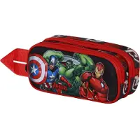 KARACTERMANIA - Marvel - The Avengers Almighty - 3D Pennenzak - Potloden Etui met Dubbele Rits - Pennenetui - rood