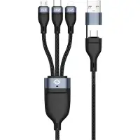 Conceptronic ETTA05B15 USB-kabel USB 2.0 1,5 m USB C USB C/Micro-USB B/Lightning Zwart