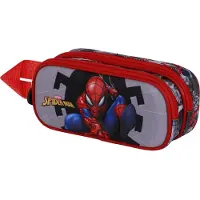 KARACTERMANIA - Marvel - Spiderman Symbool - 3D Pennenzak - Potloden Etui met Dubbele Rits - Pennenetui - Grijs