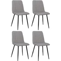CLP Set van 4 stoelen Dijon met rugleuning, grijs, materiaal: stof