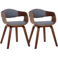 CLP Set van 2 stoelen Kingston, kunstleer met houten frame, walnoot/grijs