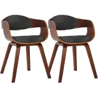 CLP Kingston Set van 2 Stoelen - Kunstleer - walnoot/zwart