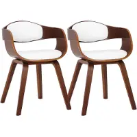CLP Kingston Set van 2 Stoelen - Kunstleer - walnoot/wit
